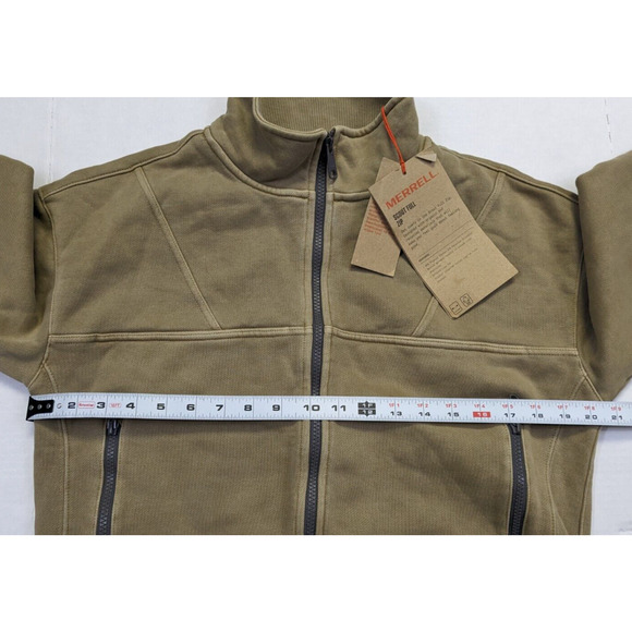 Merrell Scout Zip Up Sweater Women Size XS Beige Relaxed Crop Fit Long Sleeve - Picture 6 of 7